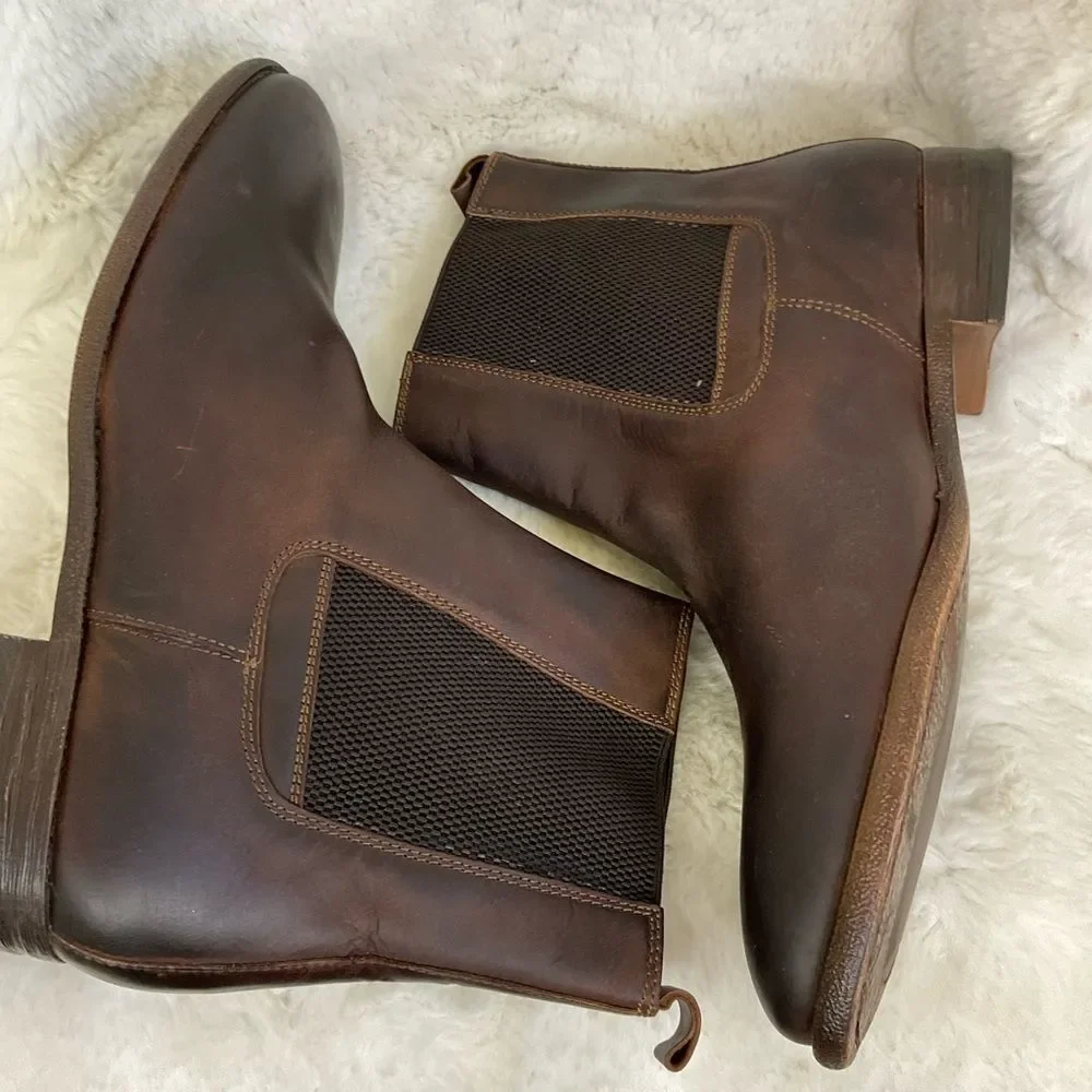 NEW Robert Wayne Men's Oregon Brown Leather Slip On Chelsea Boots Size 13D